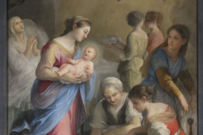 Stendardo della Compagnia Misericordiosa raffigurante la nascita di San Giovanni Battista