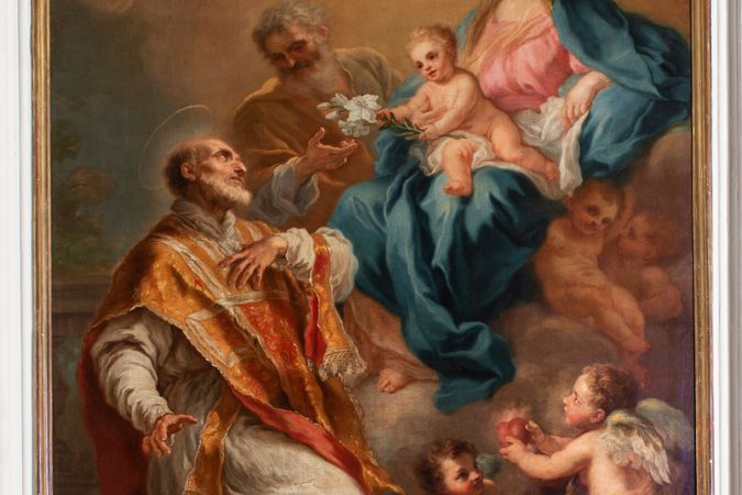 San Filippo orante davanti alla Sacra Famiglia