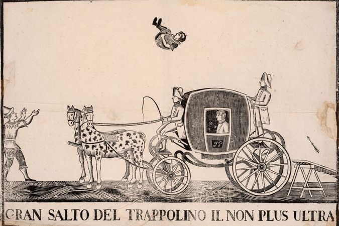 Cavallerizza del Circolo Gautier. Manifesto del salto del trampolino e della carrozza