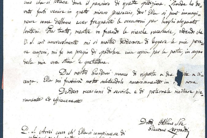 Lettera di Giacomo Leopardi a Pietro Brighenti