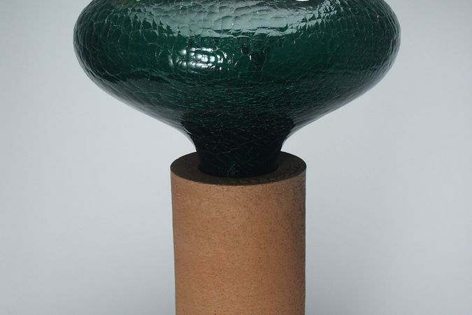 Vaso, serie Terre Cotte con vetro verde