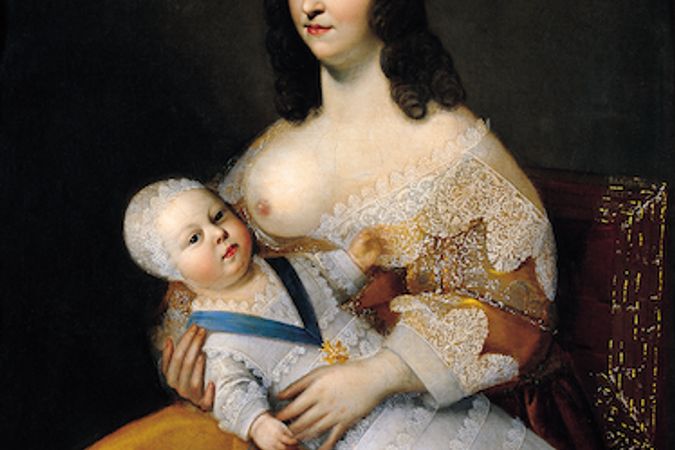 Retrato de Luis XIV y de su primera nodriza Madame Longuet de la Giraudière