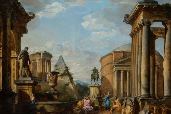 Capriccio archeologico con la predica di San Pietro