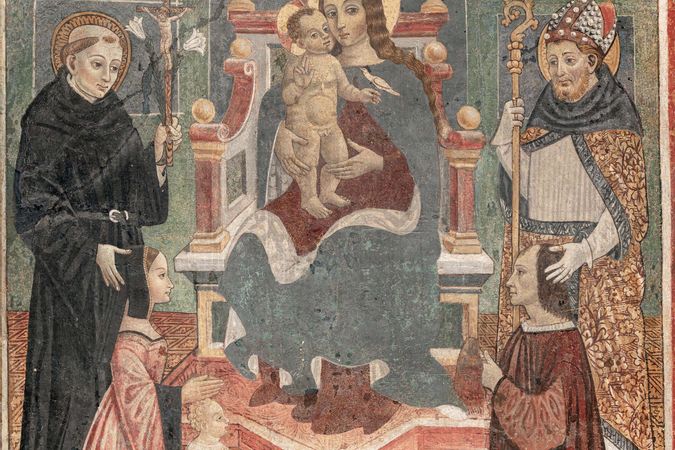 Madonna in trono col Bambino tra San Nicola da Tolentino e un santo vescovo con donatori e angeli