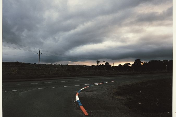 Unionist Coloured Kerbstones at Dusk