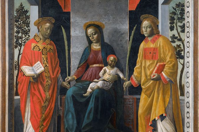 Pala dei mercanti: Madonna con il bambino tra i santi Faustino e Giovita