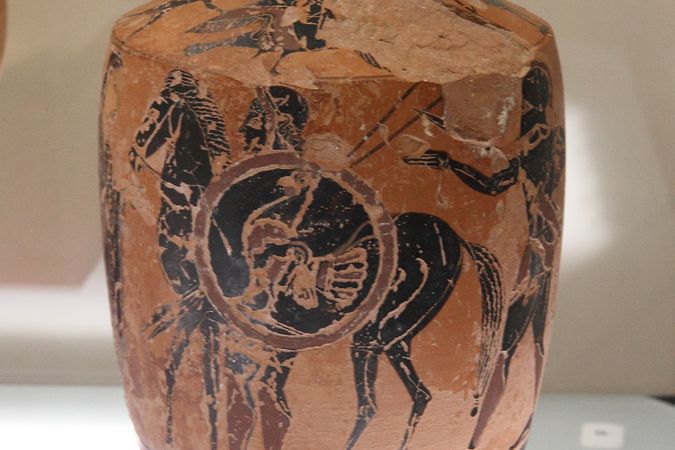 Lekythos attica, partenza del guerriero