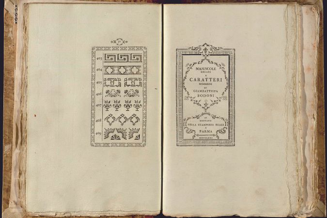 Fregi e majuscole incise e fuse da Giambattista Bodoni direttore della Stamperia reale