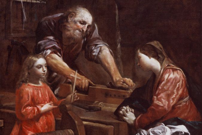 La sacra famiglia nella bottega del falegname