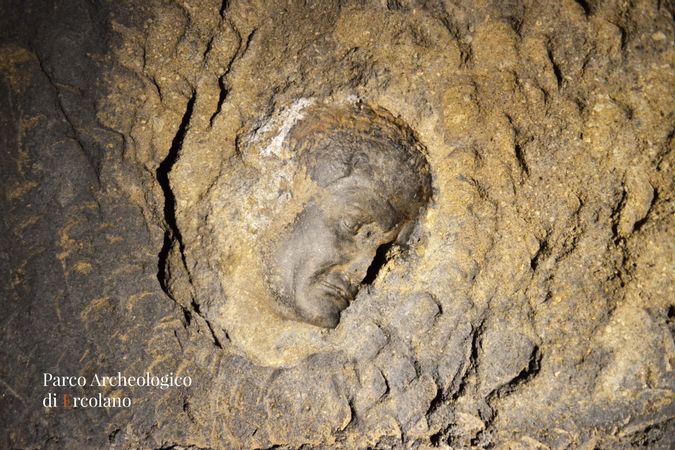 Calco della testa della statua di Marco Nonio Balbo