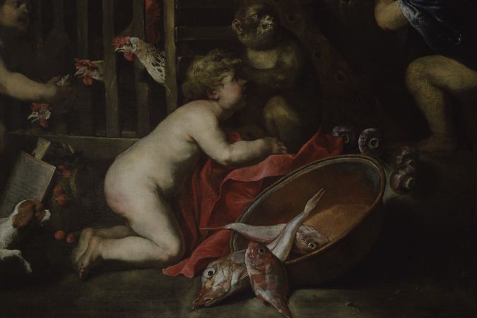 Putti con animali, pesci e bacili