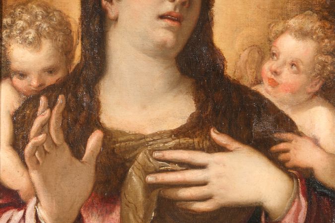 Maria Maddalena in estasi con due angeli