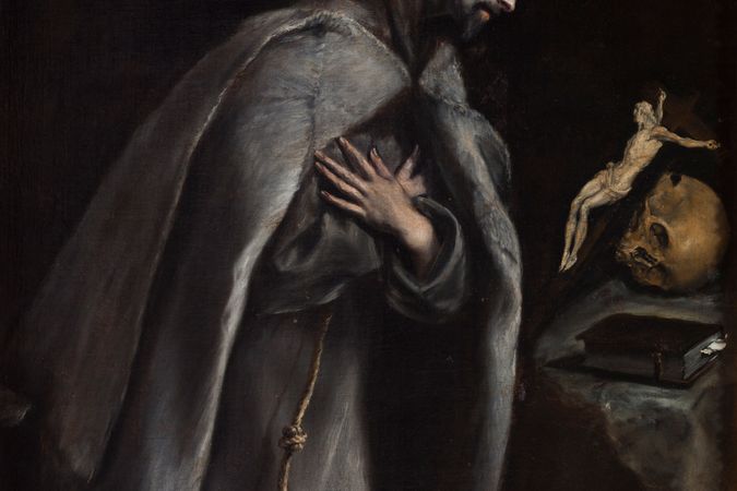 San Francesco in meditazione in ginocchio