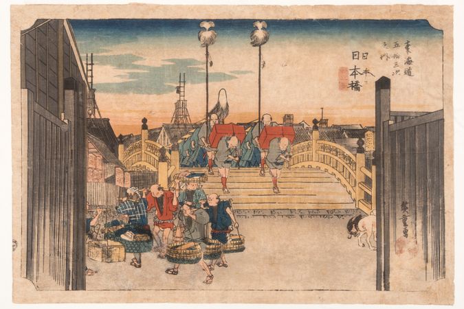 Il ponte di Nihonbashi al mattino, dalla serie 53 stazioni della Tōkaidō