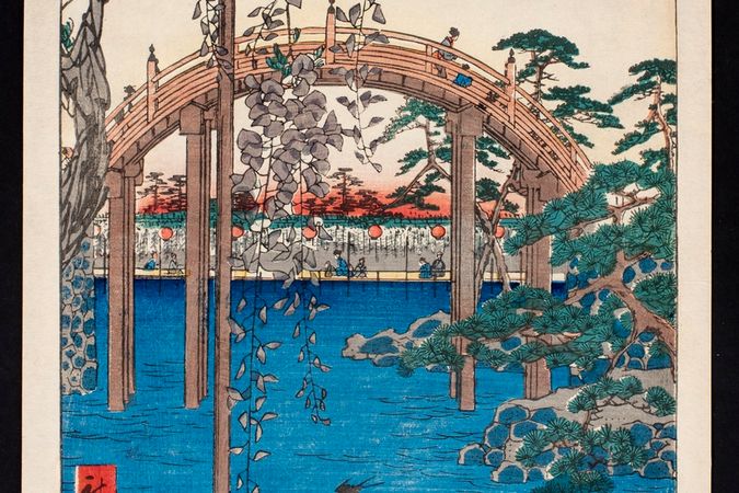 Nel santuario di Kameido Tenjin, dalla serie Cento famose vedute di Edo