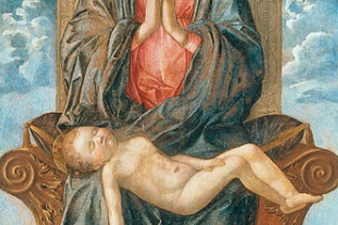 Madonna in trono che adora il Bambino dormiente