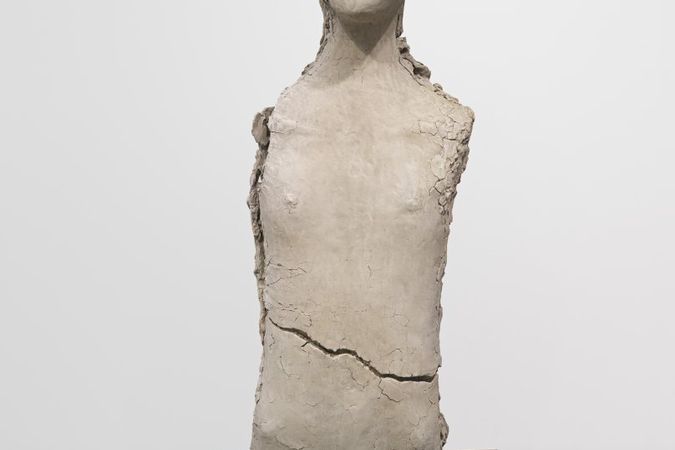 Unfired clay torso