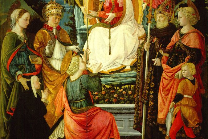 La Madonna della Cintola, i santi Gregorio, Margherita, Tommaso, Agostino e Tobiolo e l’Angelo