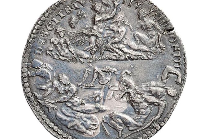 Scudo in argento da 110 soldi del re asburgico Carlo V di Spagna 