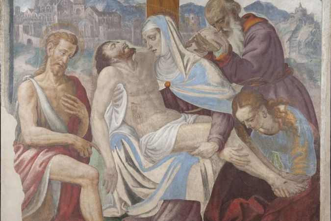 Compianto sul Cristo morto con San Giovanni Battista