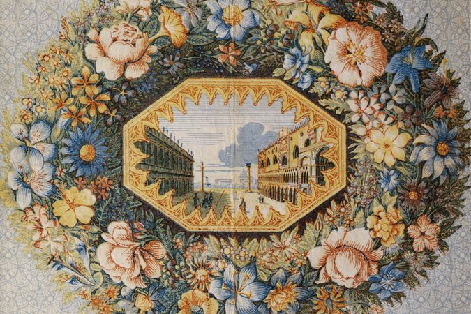 Carta silografata fiorata e illustrata 