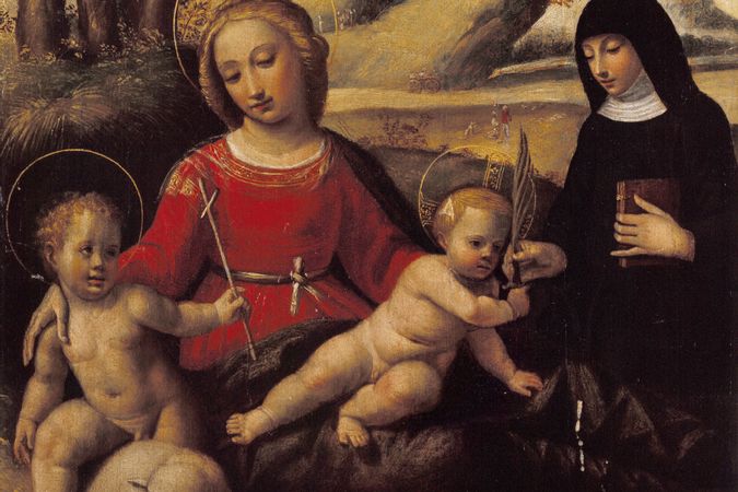 La Madonna col bambino, san Giovannino e Santa Scolastica