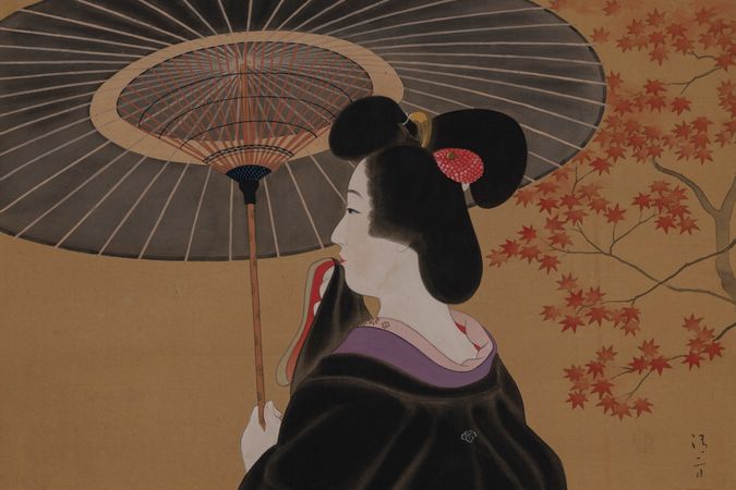 Una geisha con parasole