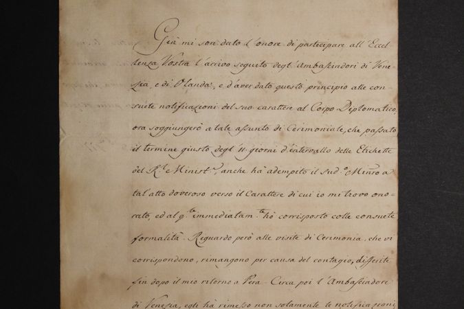 Lettera dell'ambasciatore del Regno delle due Sicilie