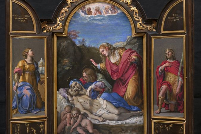 Tabernacolo portatile con la Pietà, scene di santi e martiri