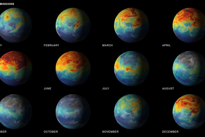 Fermo immagine del video raffigurante le emissioni di CO2 nel mondo