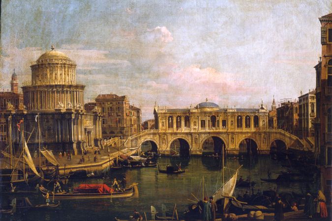 Capriccio con ponte immaginario sul Canal Grande