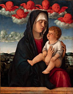 Madonna con bambino, madonna coi cherubini rossi