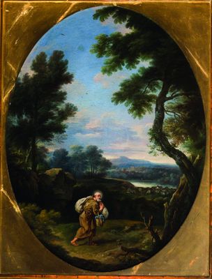 Paesaggio con santo pellegrino