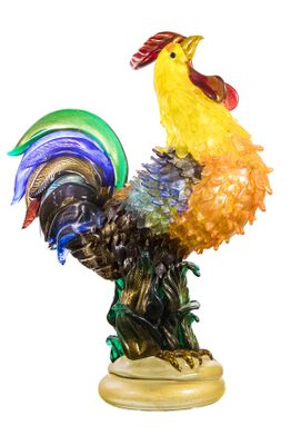 Gallo in vetro policromo di Murano