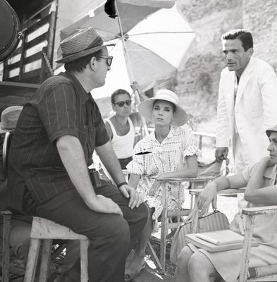 Elsa Martinelli, Pier Paolo Pasolini, Mauro Bolognini sul set de La notte brava