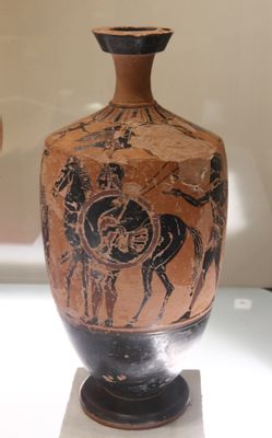 Lekythos attica, partenza del guerriero