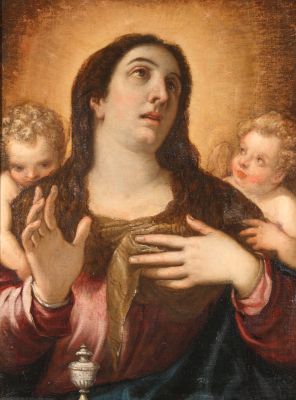 Maria Maddalena in estasi con due angeli