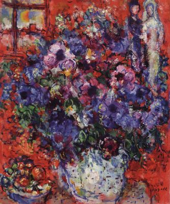 Bouquet de fleurs sur fond rouge