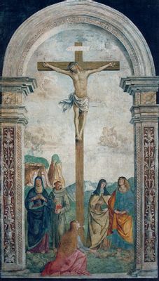 Il Crocefisso, la Madonna e i Santi Francesco, Chiara, Giovanni Evangelista e Maddalena 