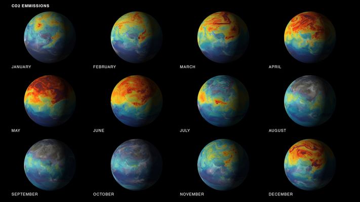 Fermo immagine del video raffigurante le emissioni di CO2 nel mondo